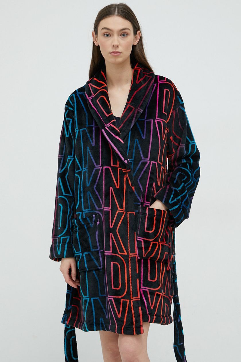 DKNY, Miękki szlafrok  z paskiem, M/L, Midi