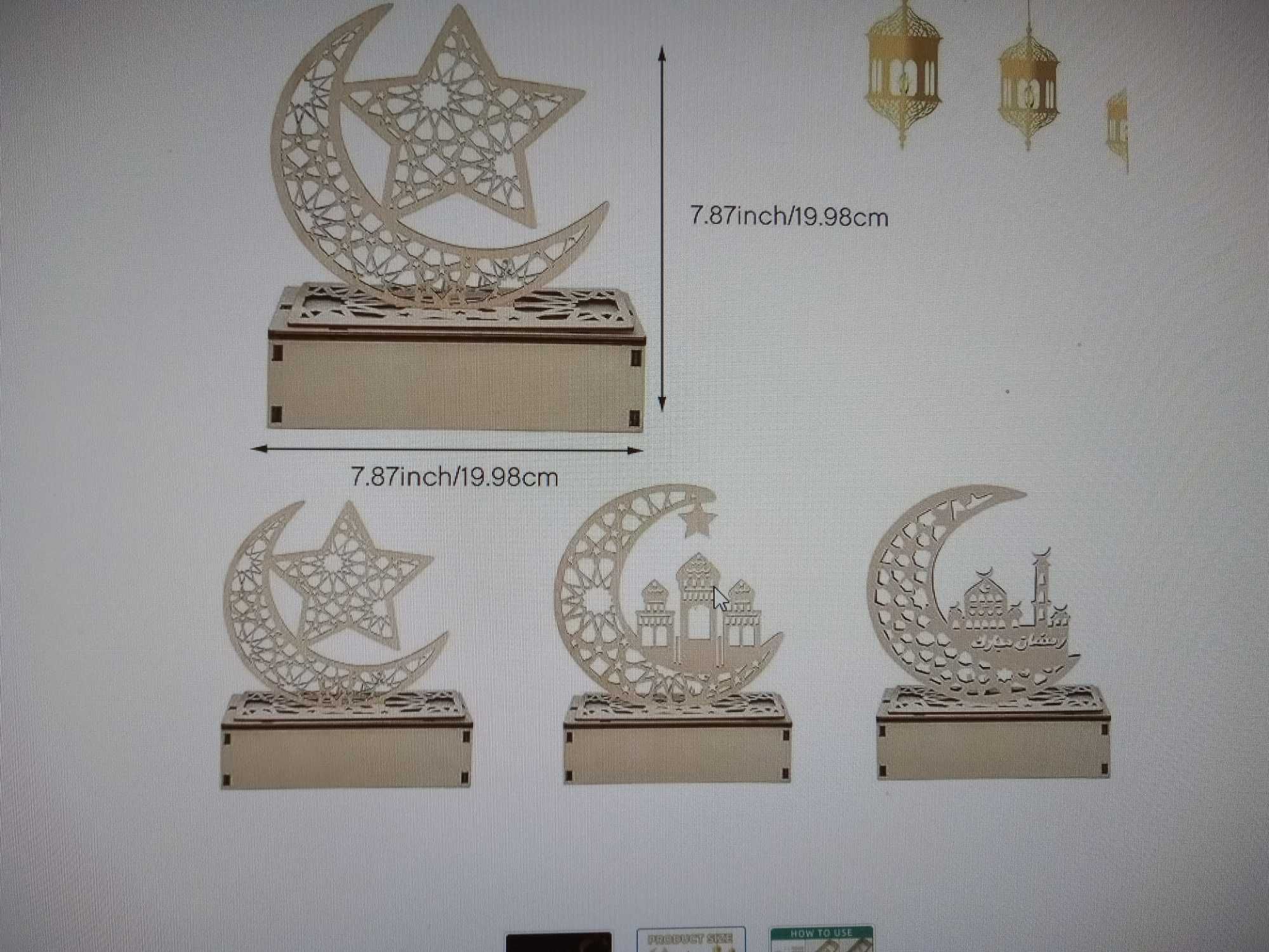 Nocne Lampki na Biurko Drewniana na Baterie Dekoracja 3szt