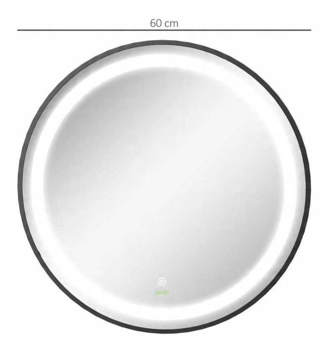 lustro łazienkowe okrągłe led dotykowe czarne 60 cm