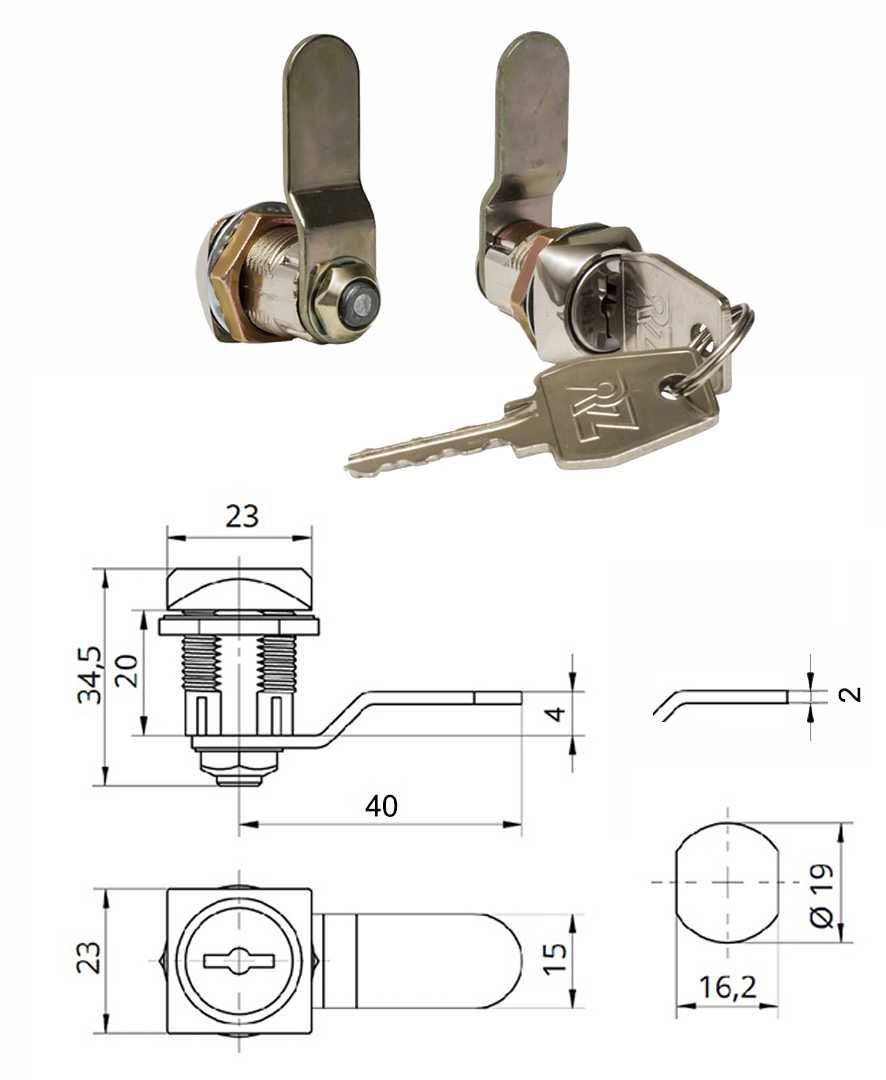 Замок RZ L202.2-4A (два ключі).