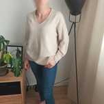 Kremowy sweter oversize M 38 H&M beżowy v-neck