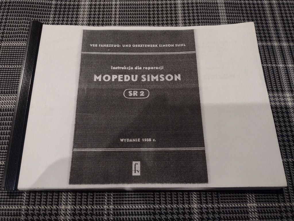 MOPEDU SIMSON SR 2 Instrukcja dla Reperacji NAPRAWA 1958