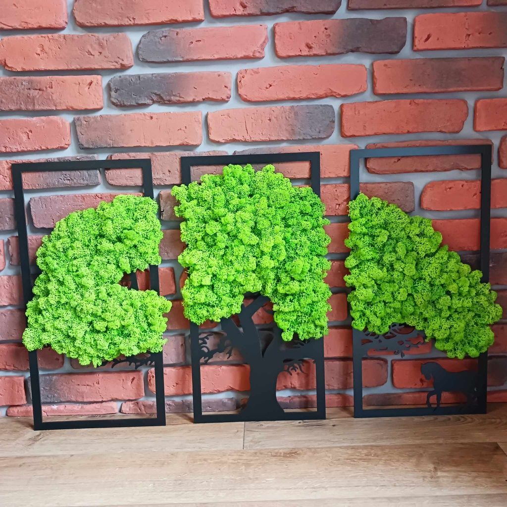 Obraz drzewo 3d z mchu chrobotka