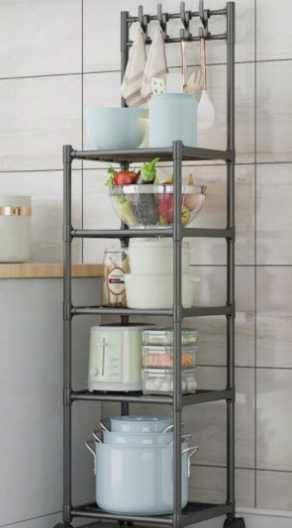 Стелаж вертикальний на колесах 5 полиць