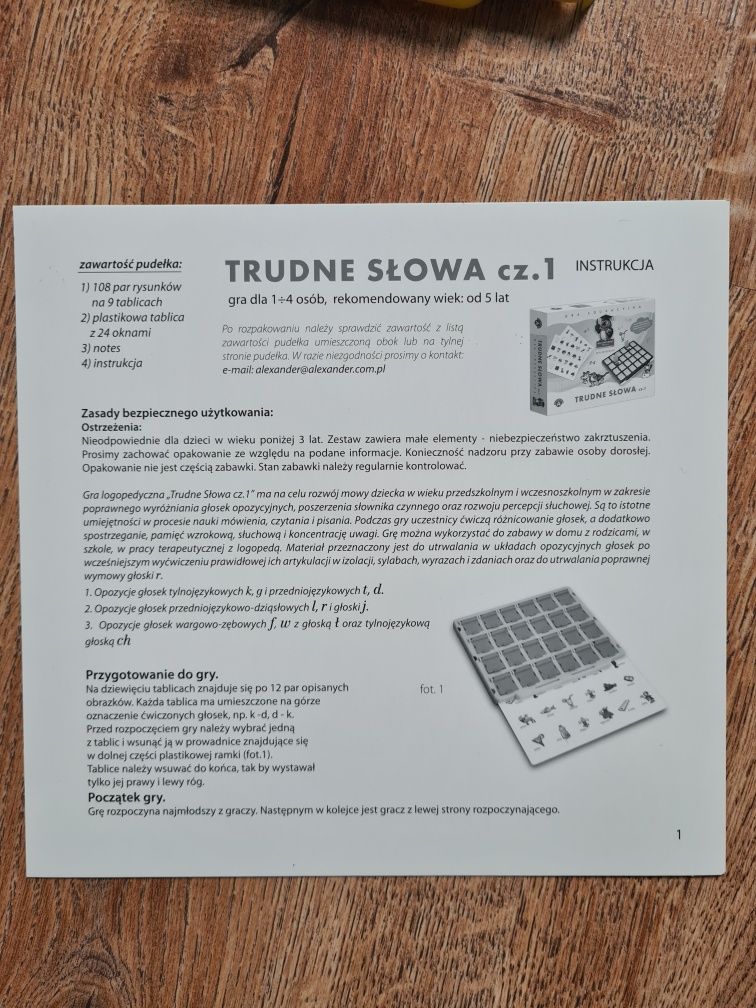 Gra "Trudne słowa" dla uczących się czytać.