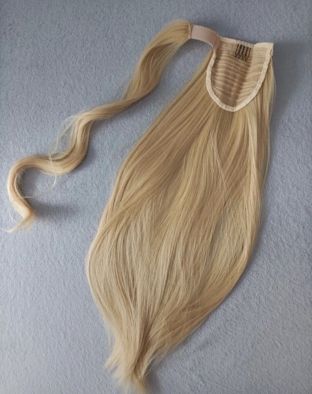 Włosy doczepiane kucyk treska jasny ciepły blond