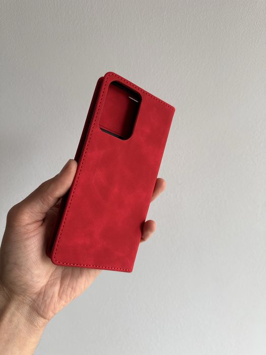 Etui Zamykane czerwone + SZKŁO do MOTOROLA MOTO G24 / G04 / E14