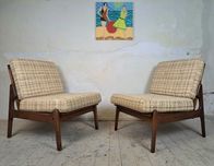 fotel tekowy, mid modern century, lata 60