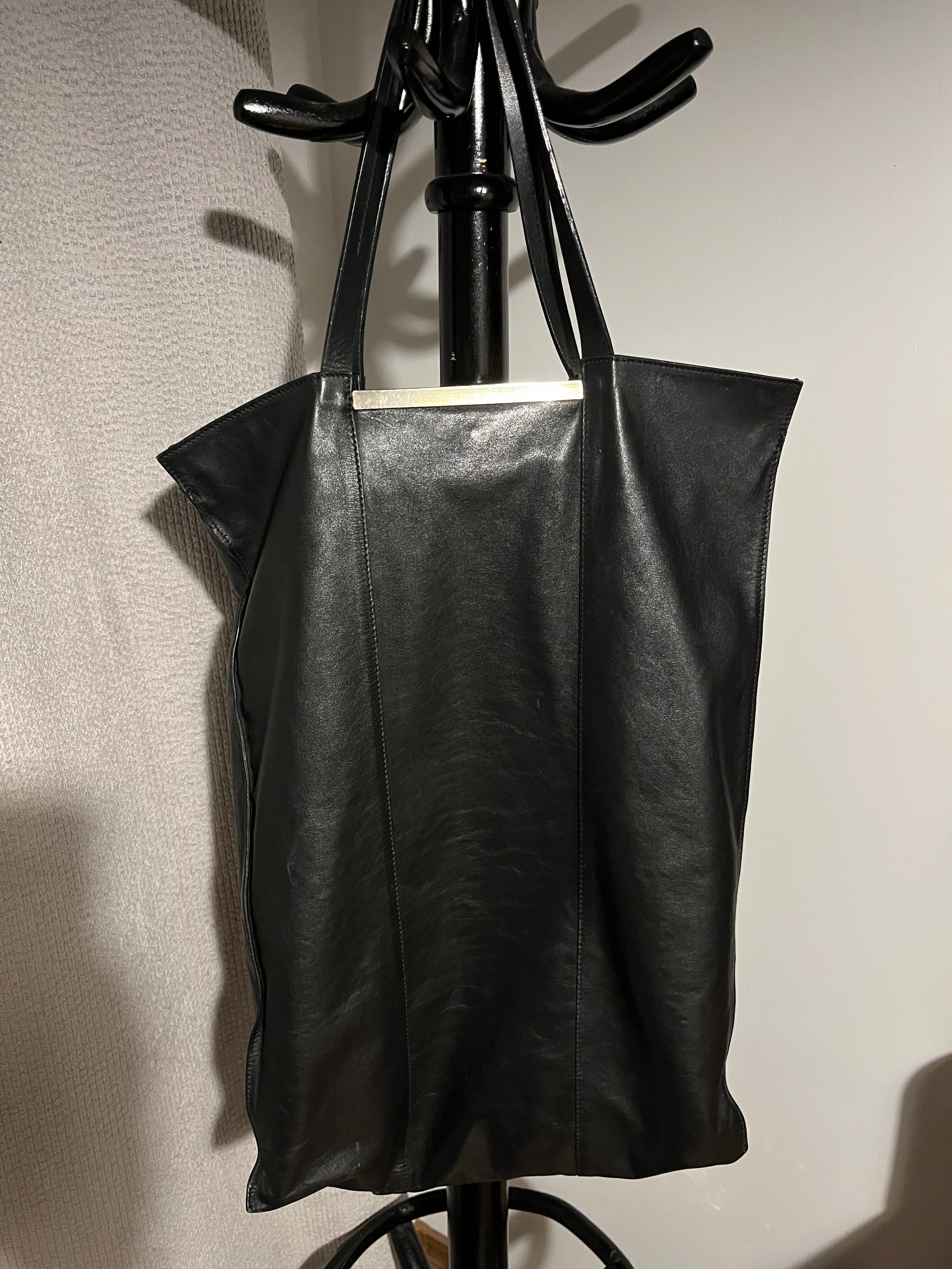 Torebka shopper bag Mango worek skóra naturalna