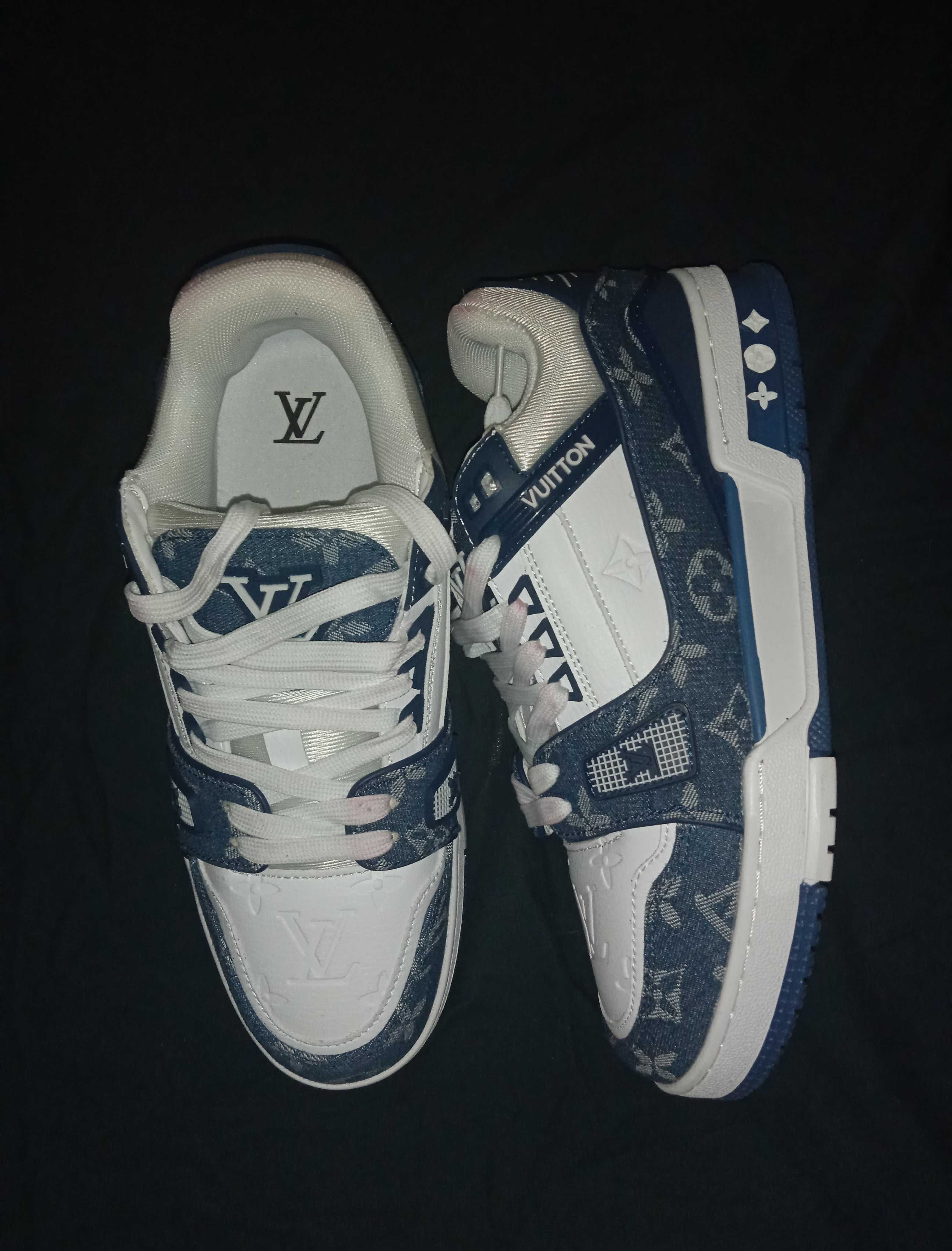 Кросівки луї вітон сині Louis Vuitton Trainer Sneaker White&Blue