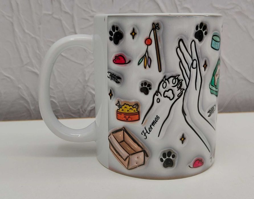 Kubek kocia łapa i właściciela 330ml dłoń plus łapka 1-6 kotków efe 3D