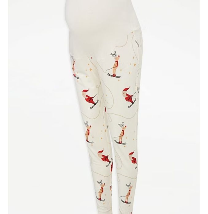 Домашние пижамные штаны с новогодним принтом для беременных