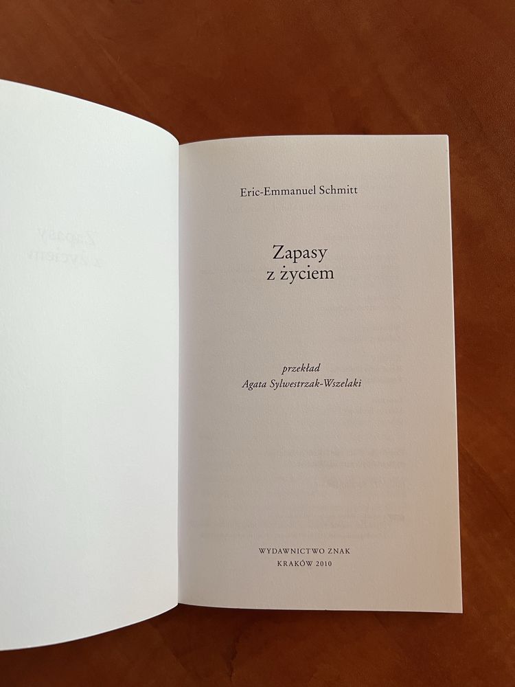 Książka Zapasy z życiem Eric Emmanuel Schmitt