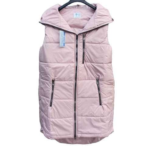 Bezrękawnik, Kamizelka długa damska pikowana, kolory, kaptur M-5XL