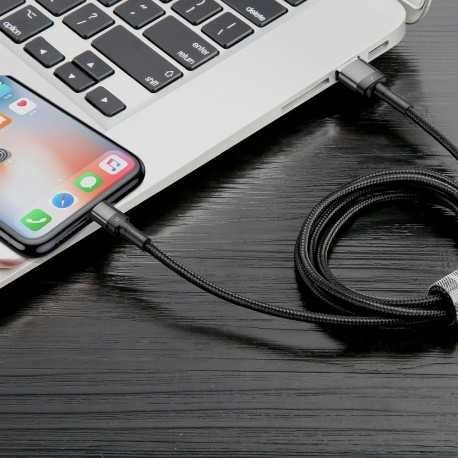 Kabel USB - Lightning iPhone Baseus Cafule czarny 1,5A 200cm 2m mocny