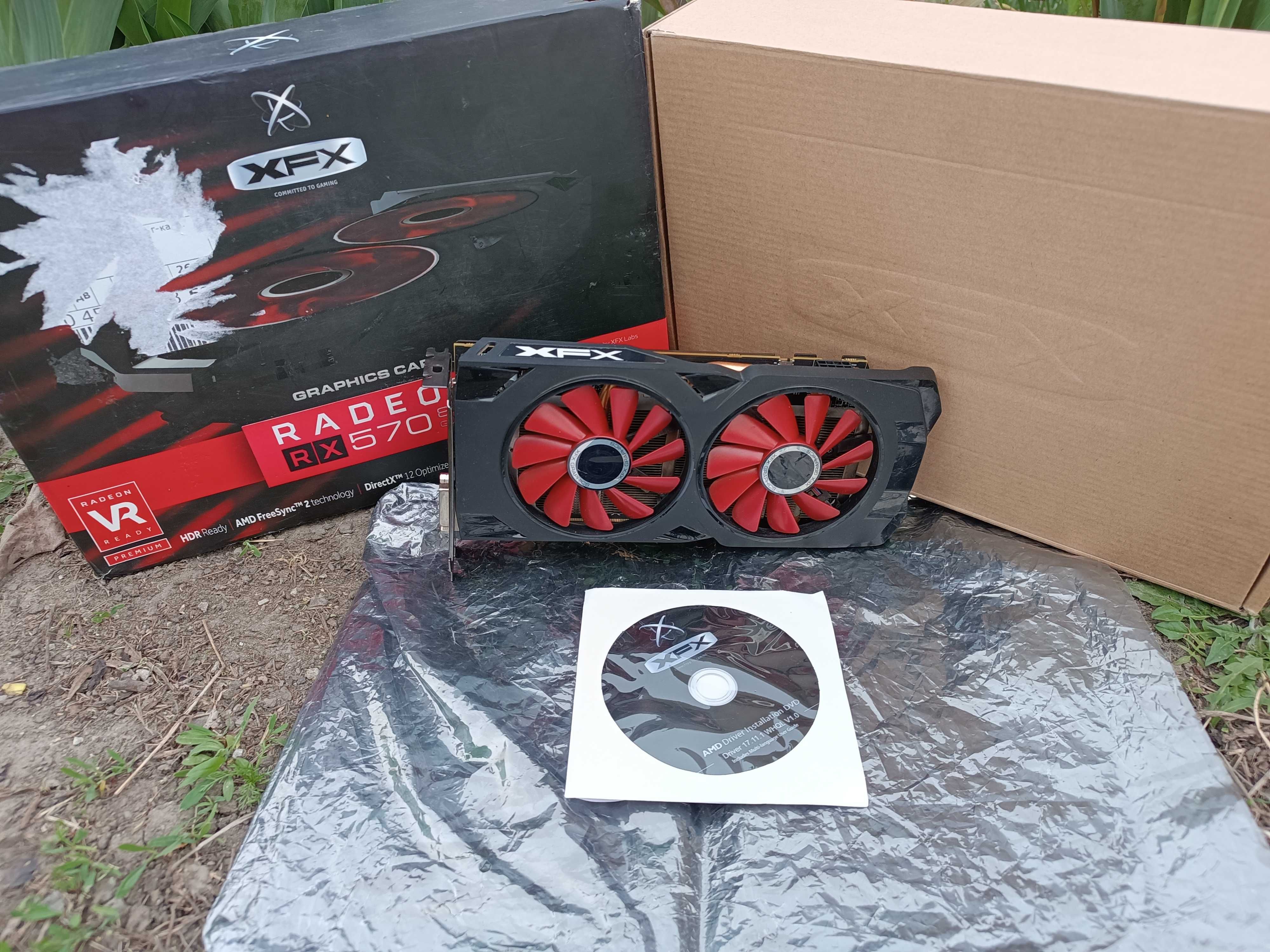 XFX Radeon RX 570 8GB GDDR5 256 bit видеокарта с пломбой весь комплек