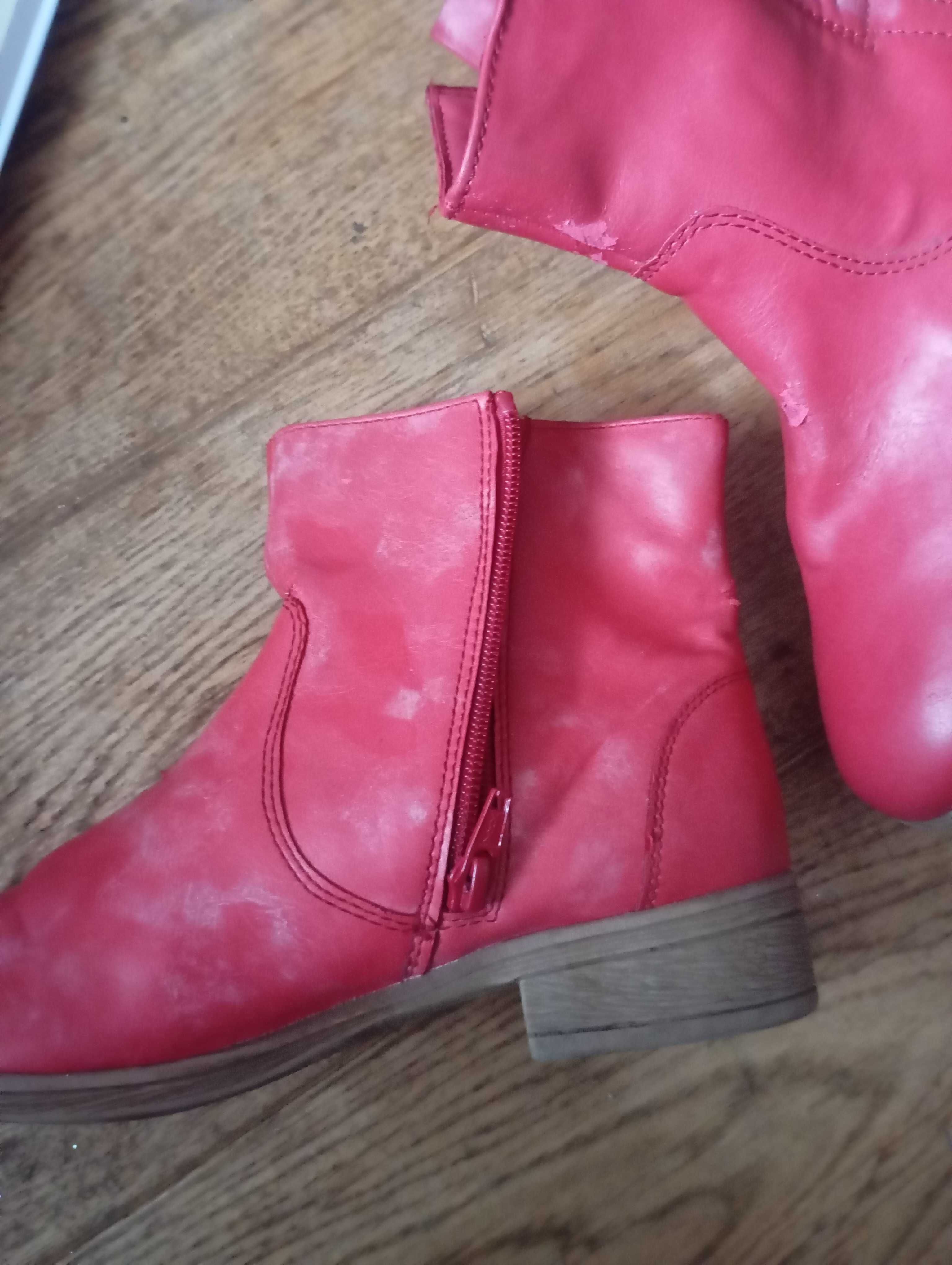 Buty/botki czerwone jesienno wiosenne