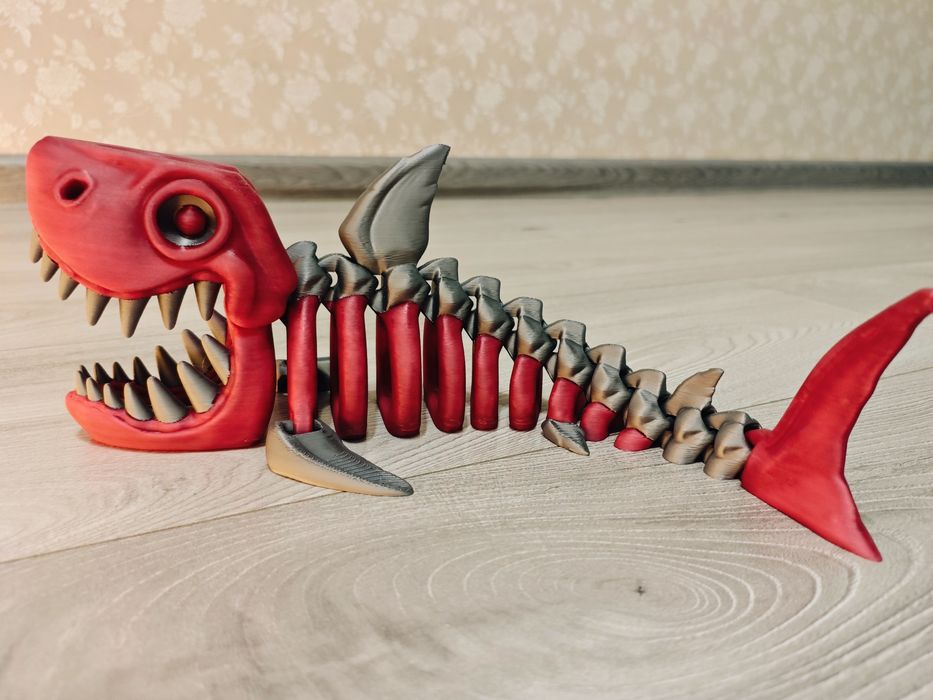 Іграшка Акула Скелет Декор Подарунок Декор Червоний Рухома Фігурка