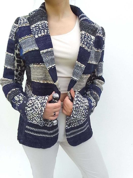 Wełniana marynarka żakiet vintage  lekka kurtka 30% wool wełna L XL