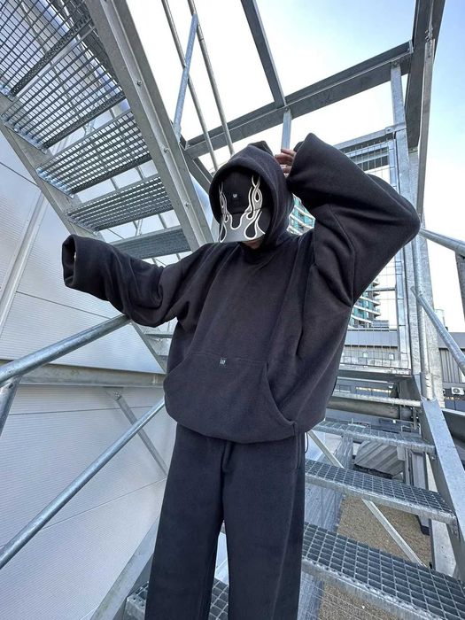 Худи yzy x gap (yeezy balenciaga polar fleece hoodie blk) с америки l