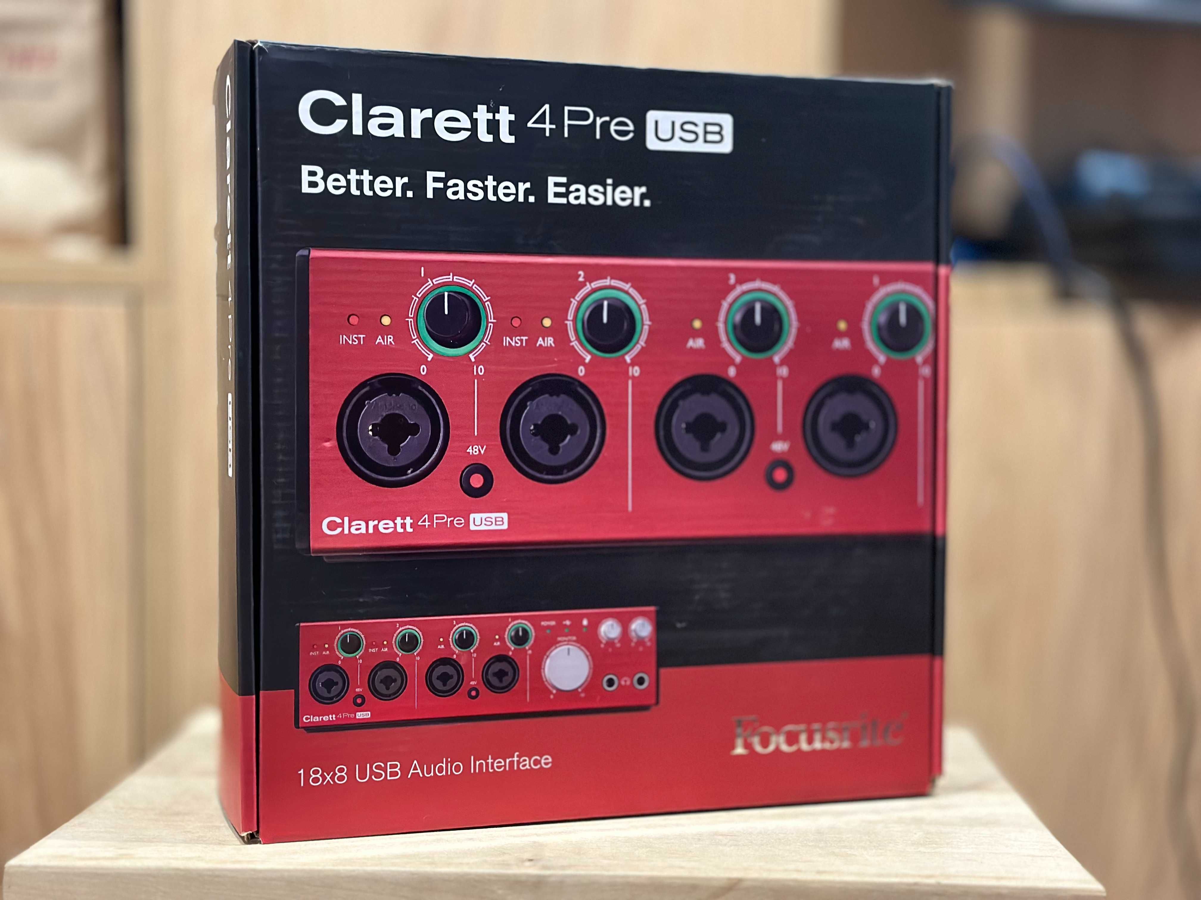 Focusrite Clarett 4 Pre USB karta dźwiękowa + statyw gratis