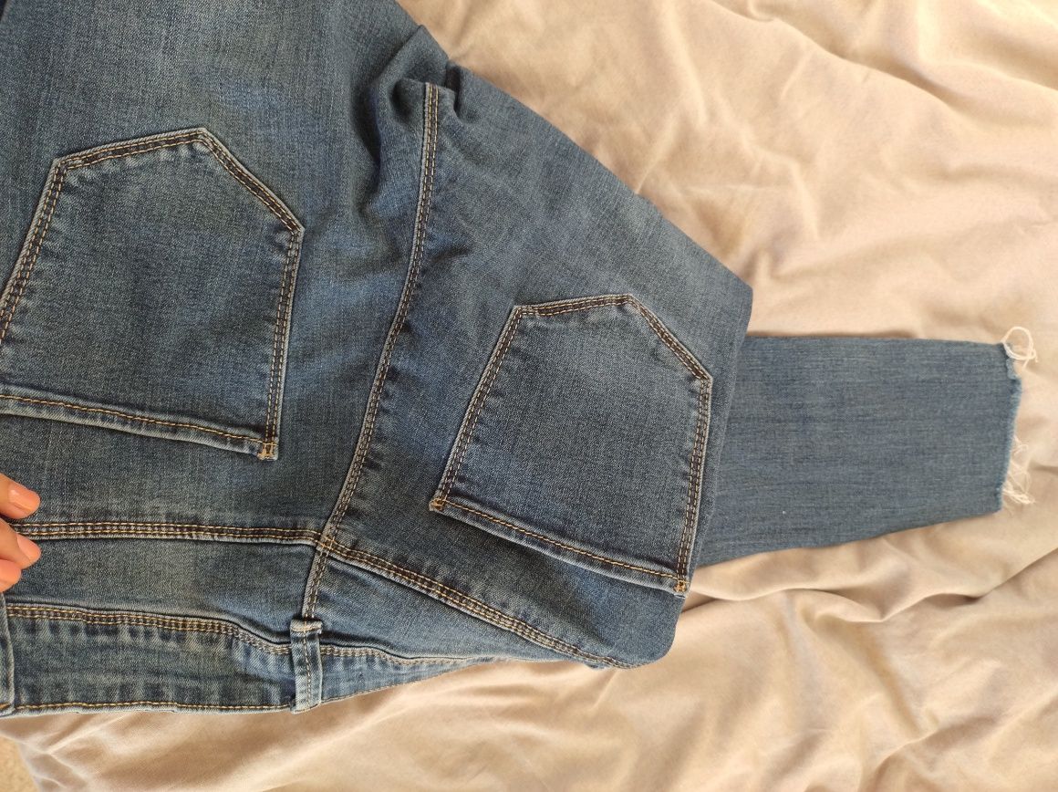 Skinny jeans rurki jeansy granat wysoki stan