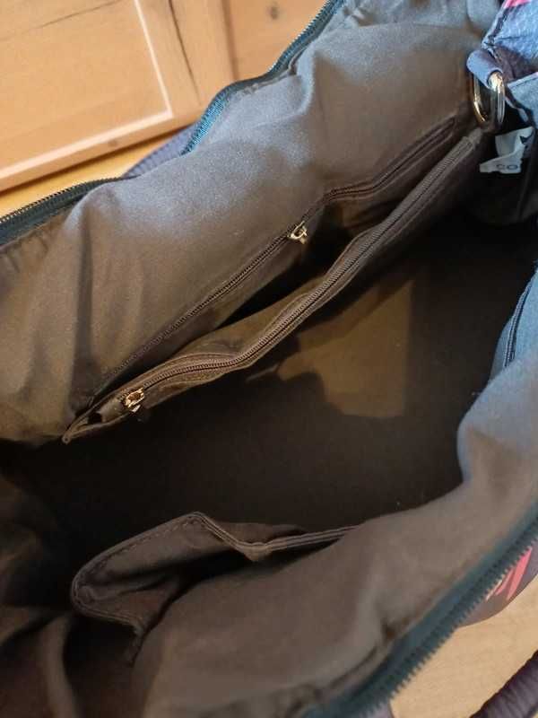 Torba shopper w białe kropki , pasek duża pojemność