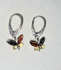 Srebrne kolczyki z motylkami
