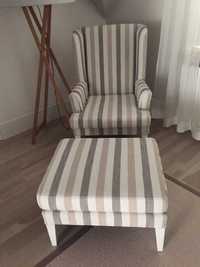 Fotel i pufa tapicerowane