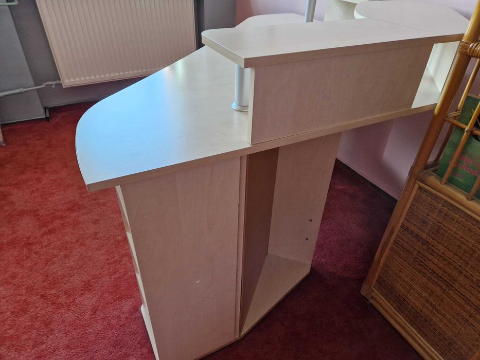Tanie duże biurko dla nastolatka / biurowe narożne jasne -  buk