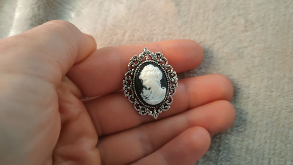 Pierścionek pierścień sygnet z kobieta kamea vintage retro