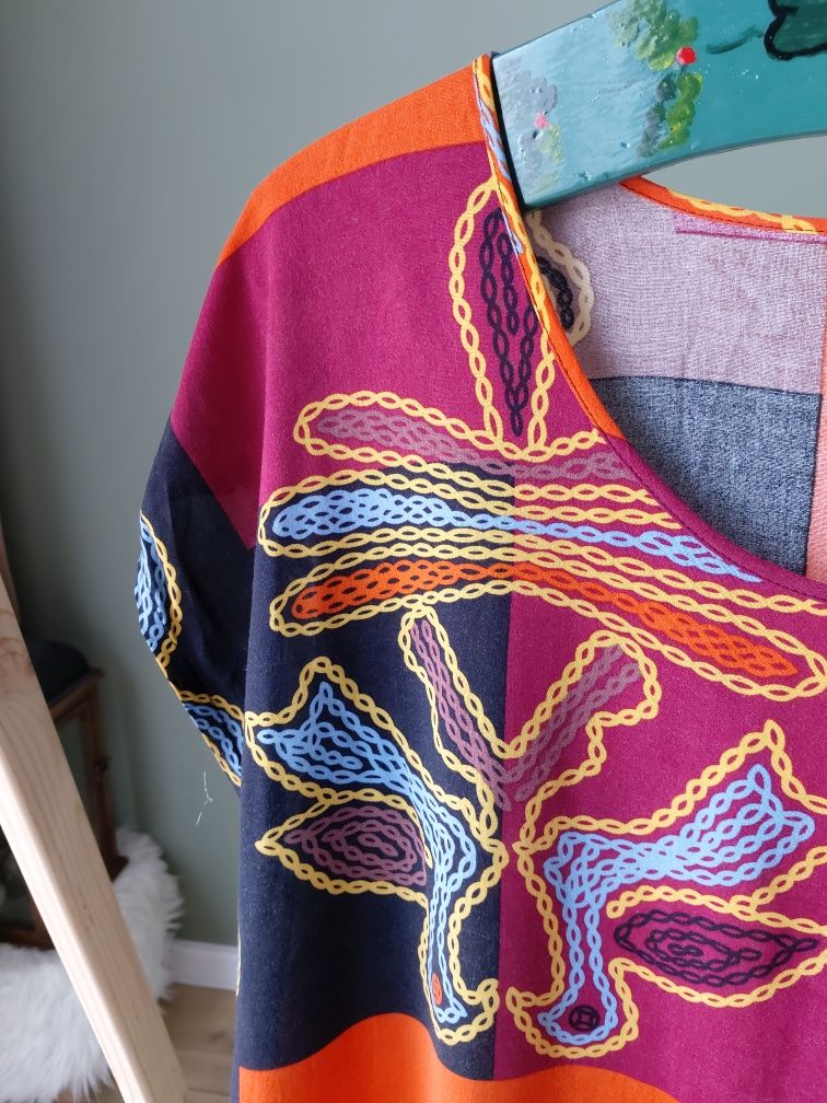 Damska etno sukienka kolorowa we wzory boho hippie L/XL