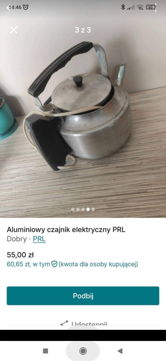 Aluminiowy czajnik elektryczny PRL