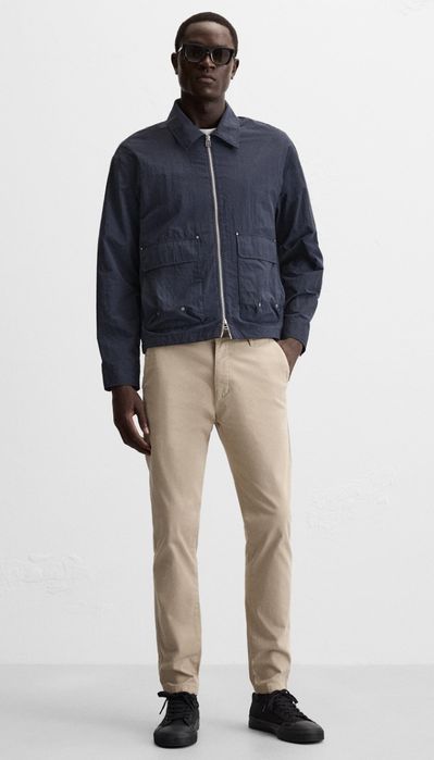 Spodnie męskie chinos Zara rozm. 42 slim beżowe