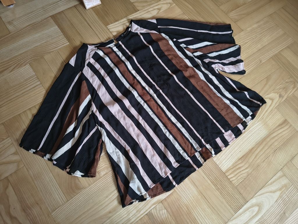 Top koszula narzutka bluzka oversize zara w paski pionowe koszulka
