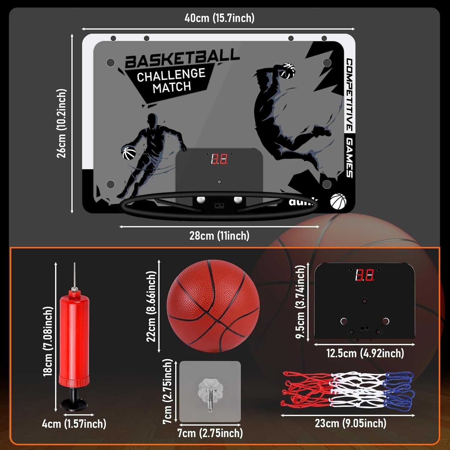 Zestaw do Koszykówki kosza piłka tablica tarcza elektroniczna obręcz