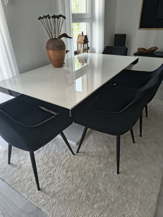 Stół rozkładany Victoria połysk czarny/biały