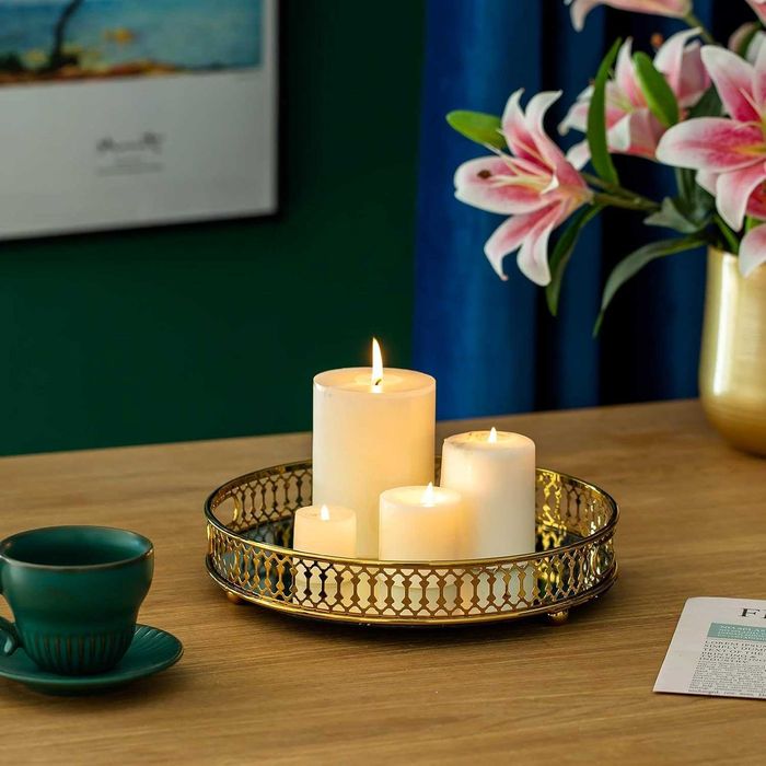 Nowa taca okrągła / toaletka / dekoracja / patera / tacka złota !3685!