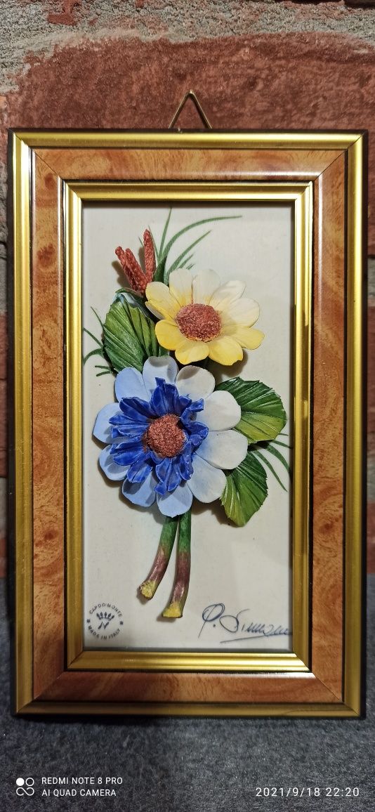 Porcelana CAPODIMONTE Wiązanka Kwiatów Porcelana Wisząca Italia