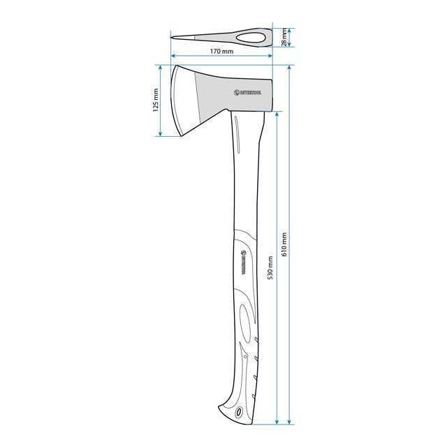 Топор 1000 г, ручка з фібергласу. INTERTOOL HT-0263, сокира