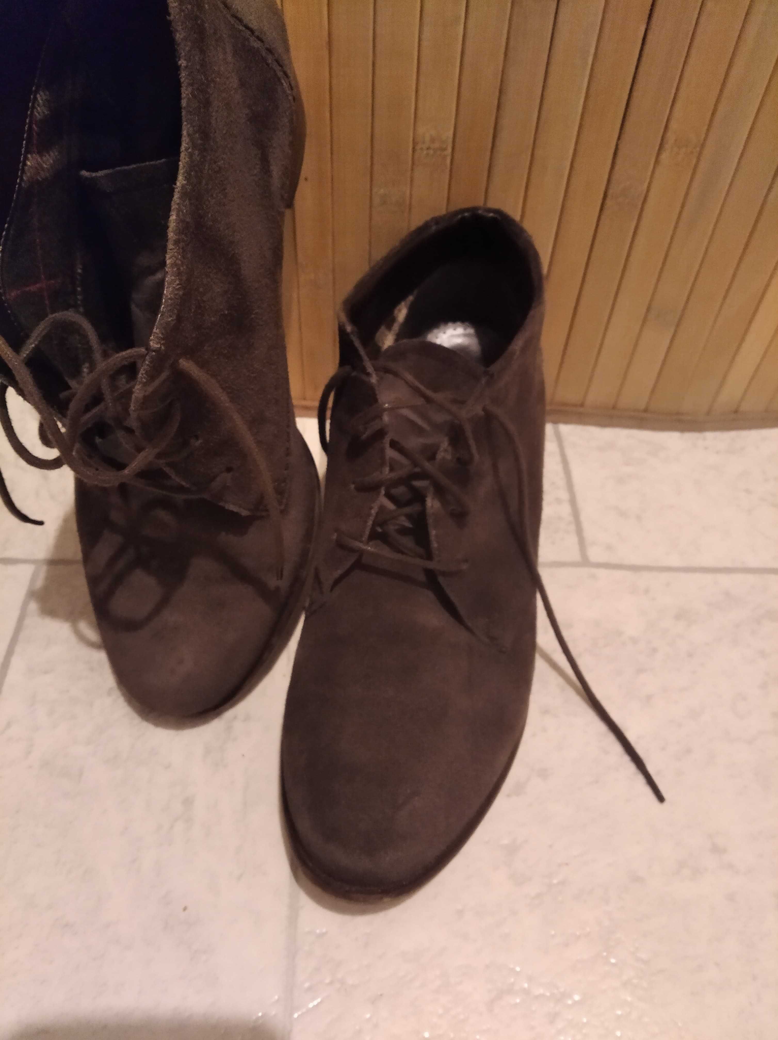 buty/ botki skórzane/zamsz/, 39  Luftpolster, półbuty