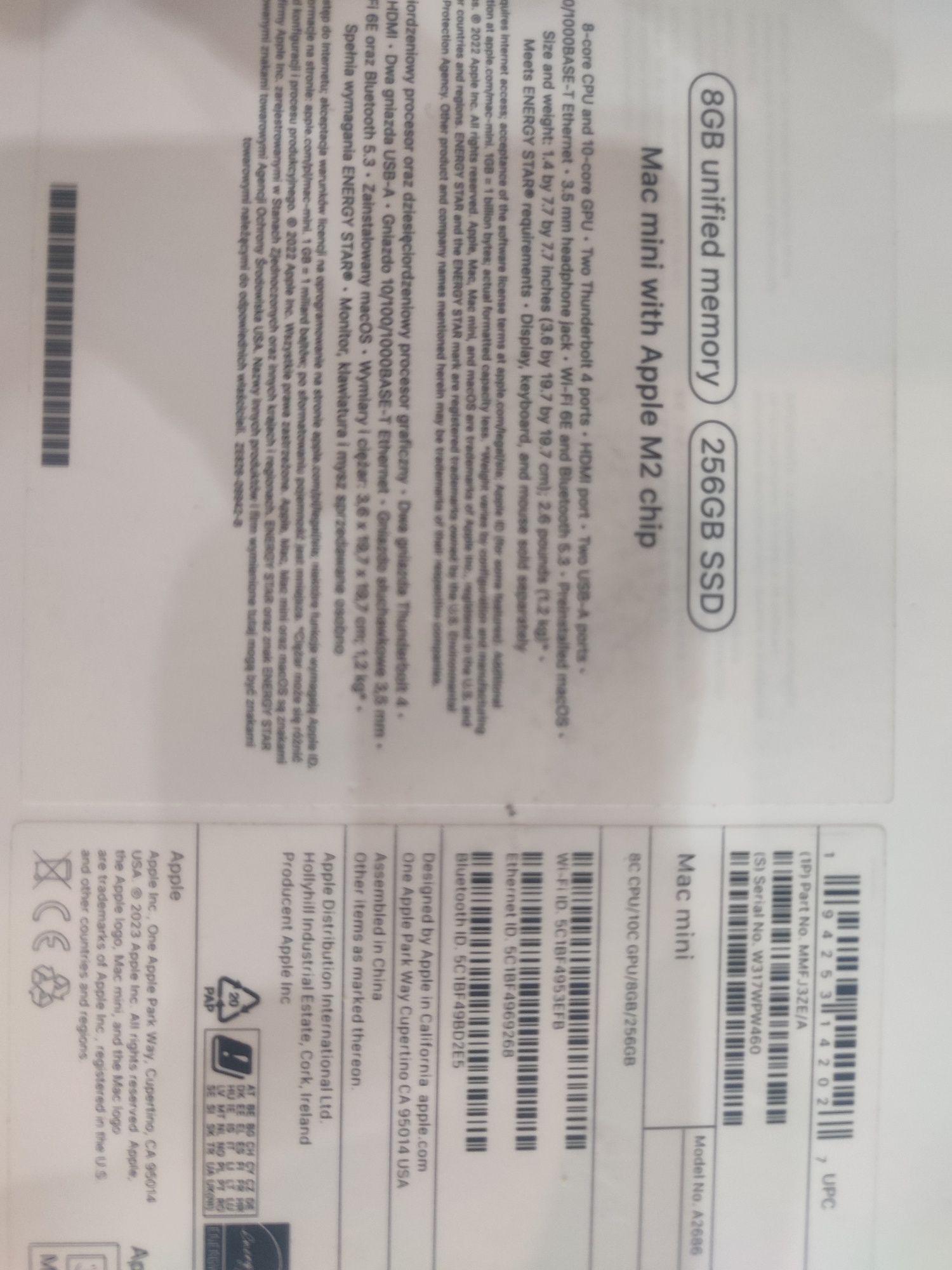Komputer Mac mini,APPLE M2 na gwarancji