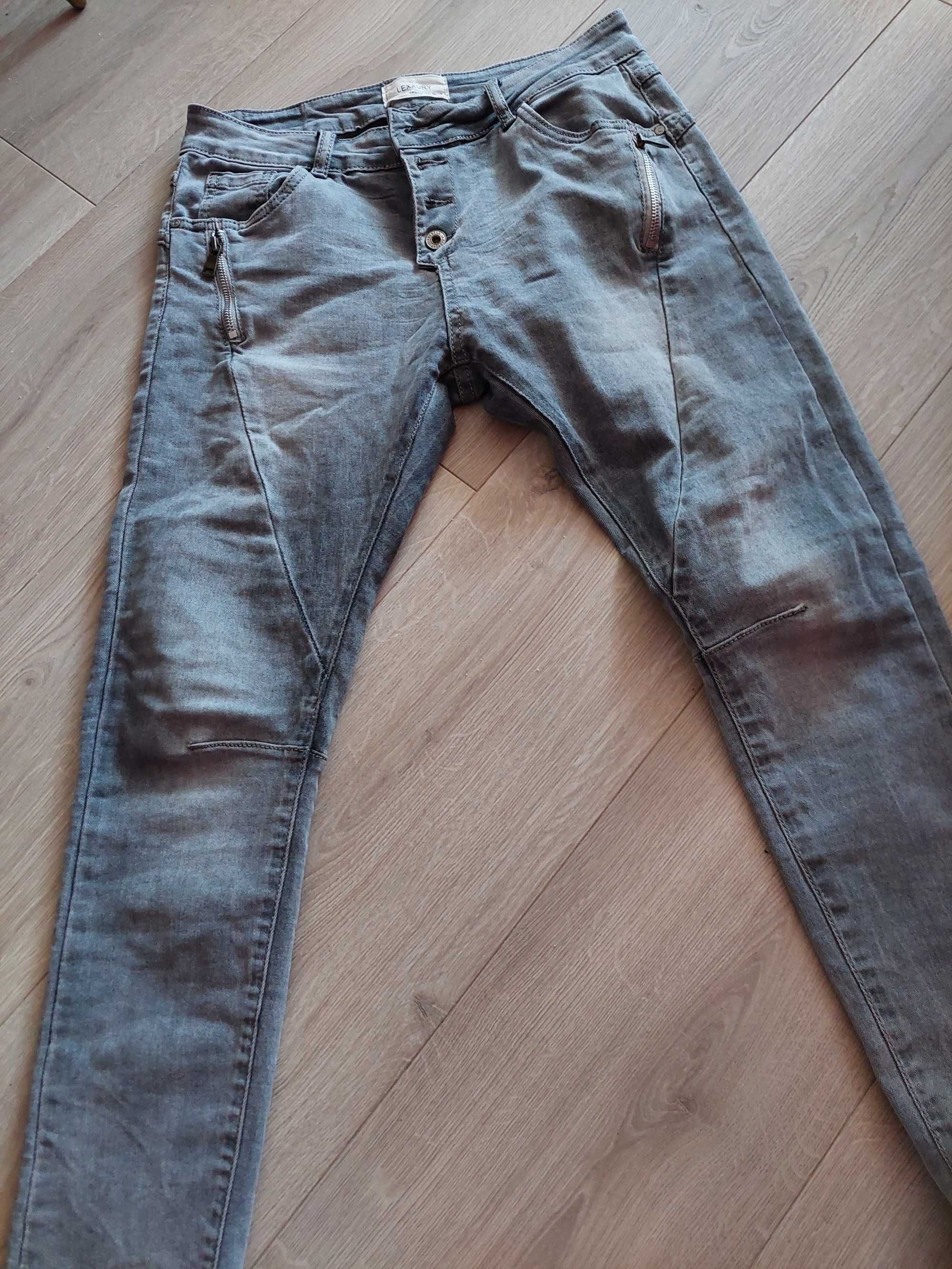 Spodnie damskie jeansy szare grafit rozmiar 38 LEXXURY jak nowe