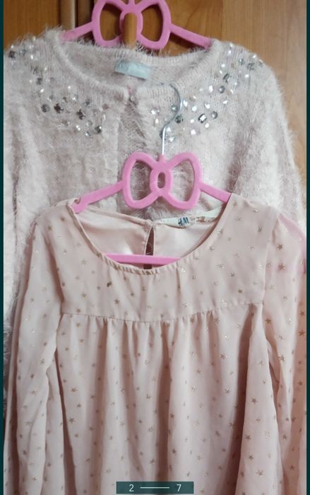 H&M ,Next piękny sweterek milutki +koszula błyszcząca od 6 lat wzwyż