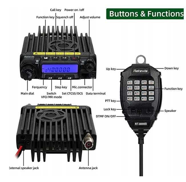Retevis RT9000D Przenośny Nadajnik - Odbiornik 60W 136-174mhz duża moc