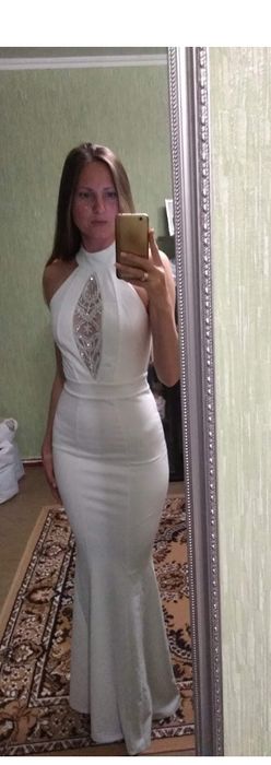 Біле вечірнє весільне плаття рибка