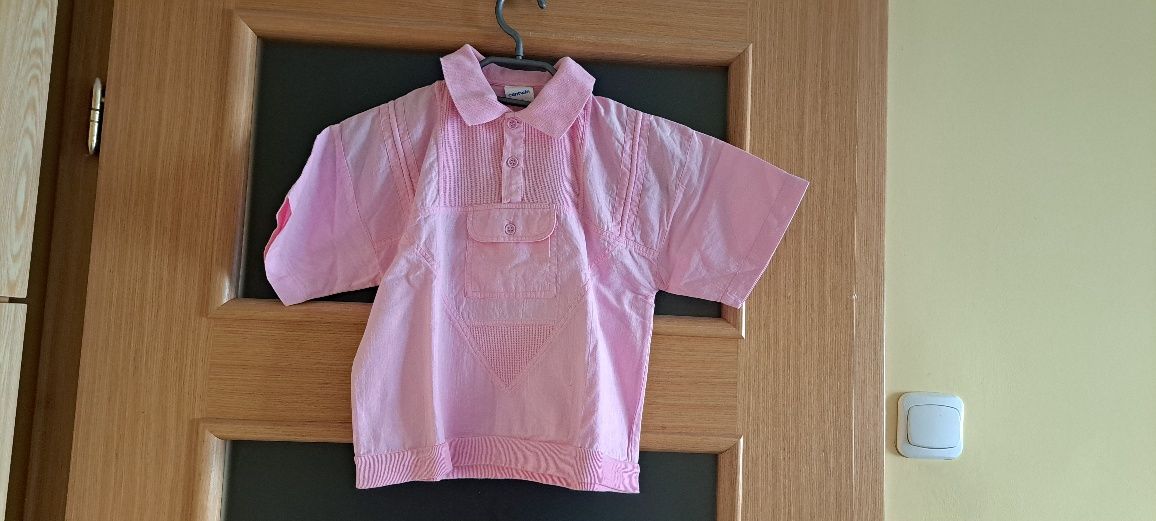 Różowa niepowtarzalna koszulka polo dziewczęca r. 116