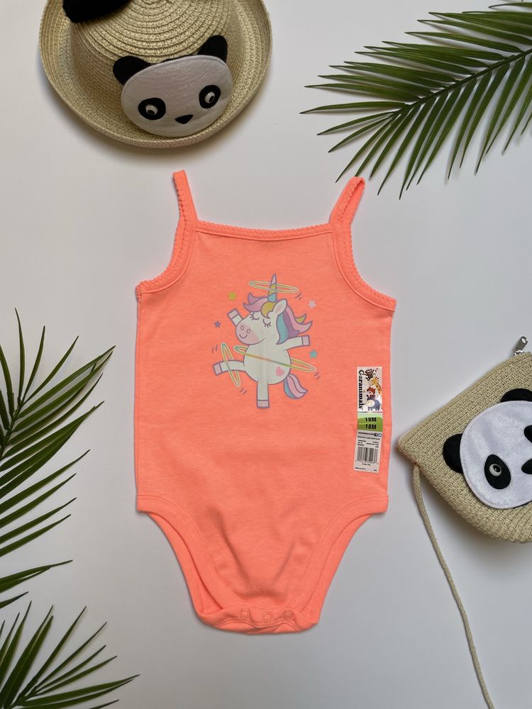 86 Garanimals letnie body na ramiączkach jednorożec nadruk neon nowe