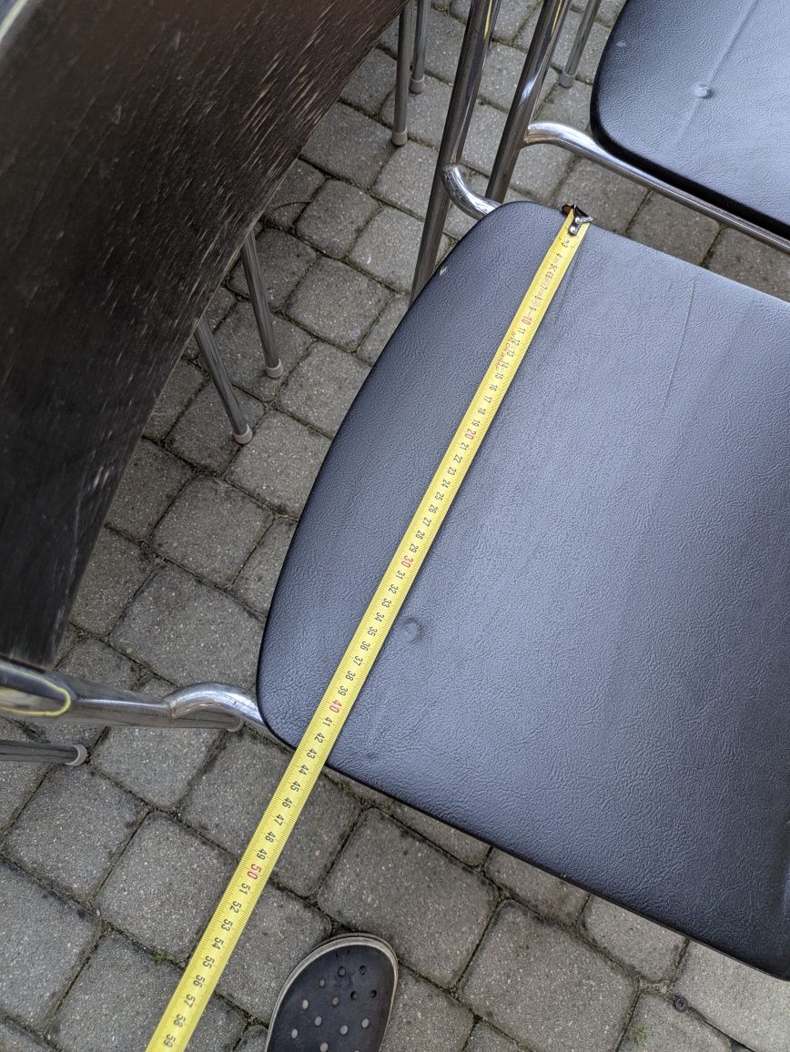 Zestaw 6 krzeseł, czarne chromowane krzesło, dobry stan