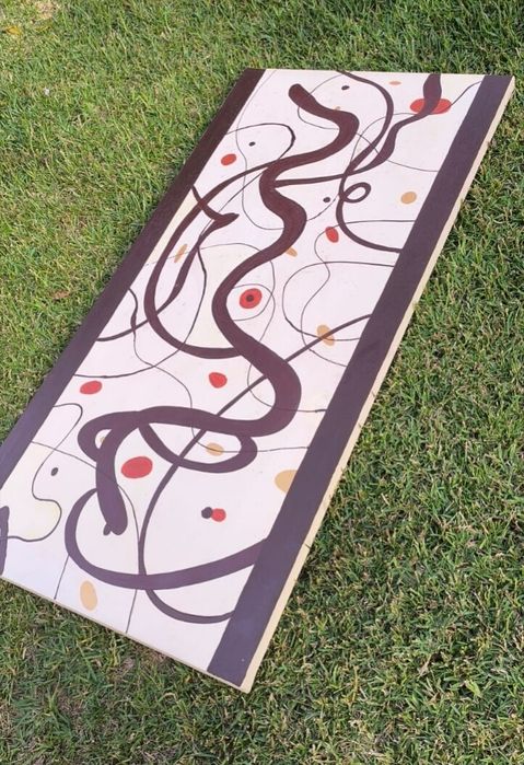 Belíssima pintura a óleo sobre tela e quadro em madeira, medidas 140cm
